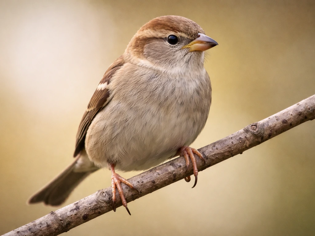 Small passerine bird perched on a branch with its gripping foot clearly visible.