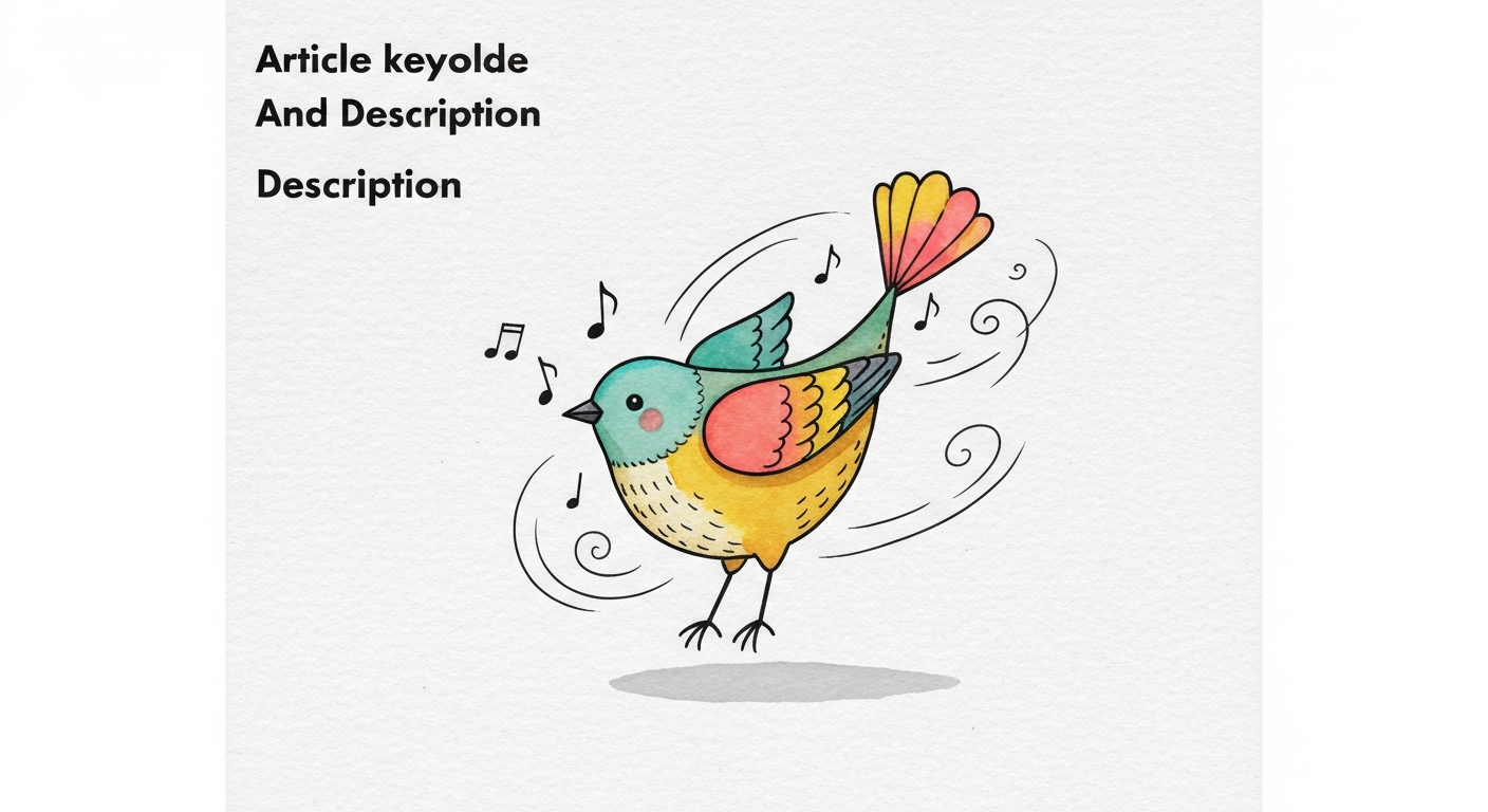 Whimsical watercolor and ink illustration of a small colorful bird with swirls and musical notes suggesting capricious movement.